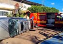 Carro invade a preferencial e faz veículo de luxo capotar em Campo Grande