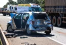 Engavetamento deixa veículos destruídos na BR-163; quatro pessoas foram socorridas